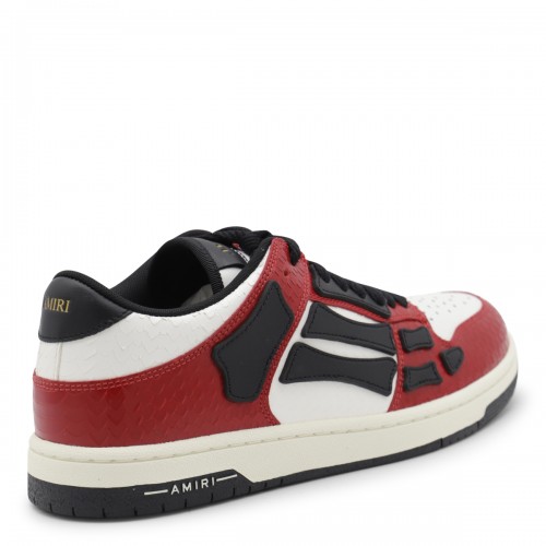 RED, WHITE AND BLACK LEATHER SNAKE SKEL SNEAKERS