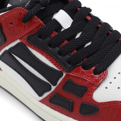 RED, WHITE AND BLACK LEATHER SNAKE SKEL SNEAKERS