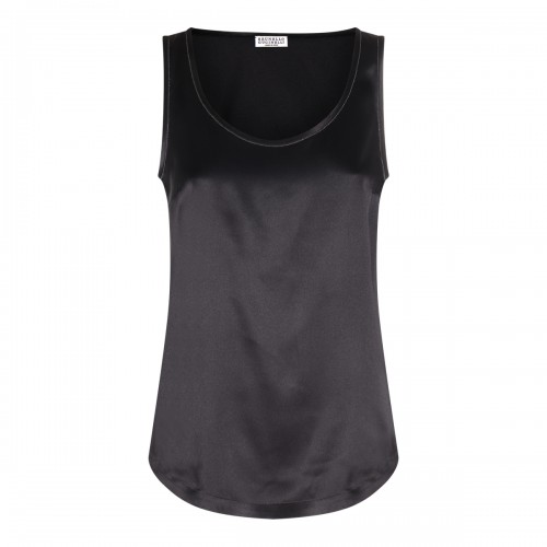 BLACK SILK BLEND TANK TOP