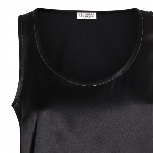 BLACK SILK BLEND TANK TOP