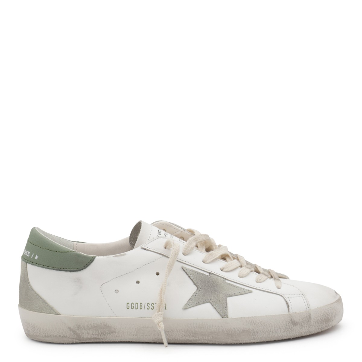 WHITE AND GREEN LEATHER SNEAKERS