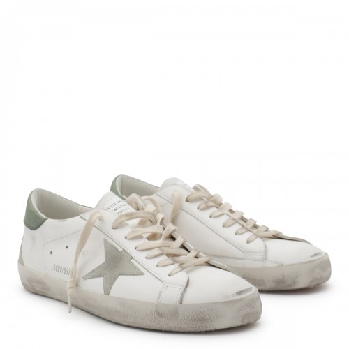 WHITE AND GREEN LEATHER SNEAKERS