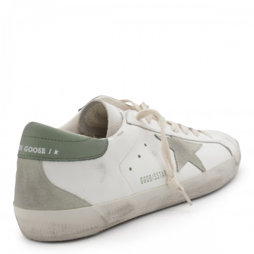 WHITE AND GREEN LEATHER SNEAKERS