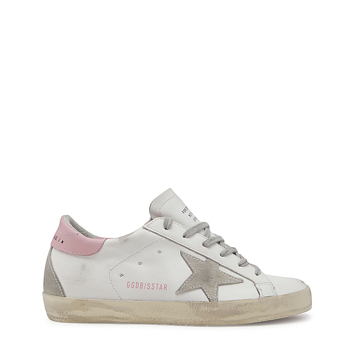 WHITE ICE AND PINK LEATHER SUPER STAR SNEAKERS