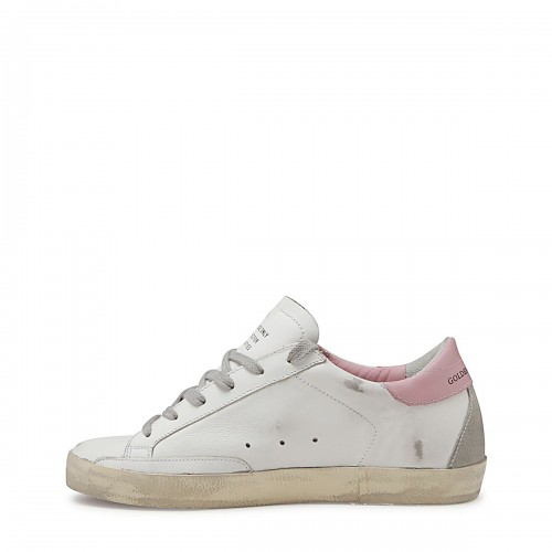 WHITE ICE AND PINK LEATHER SUPER STAR SNEAKERS