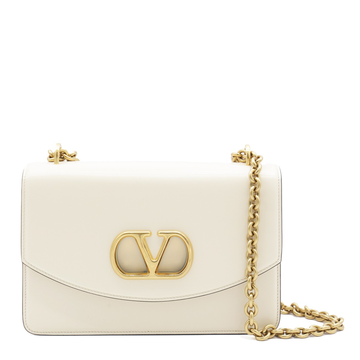 WHITE LEATHER VAIN SHOULDER BAG