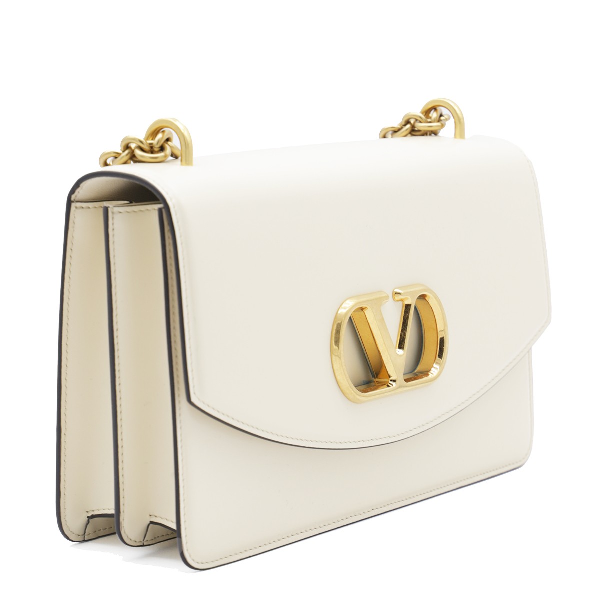 【関税＆送料込み】Valentino Garavani White Vain Shoulder B WHITE LEATHER VAIN SHOULDER BAG