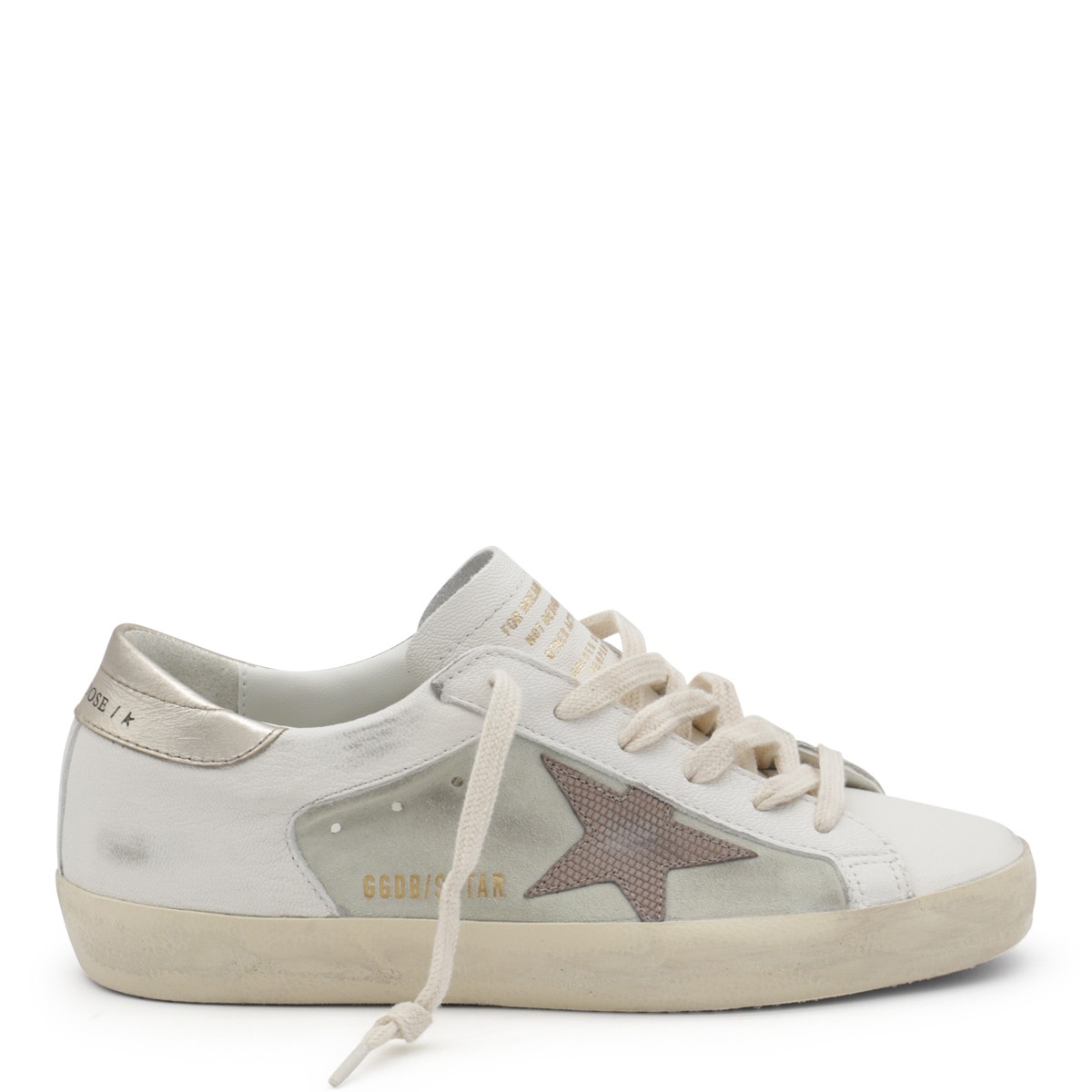 WHITE AND BEIGE LEATHER SUPER STAR SNEAKERS