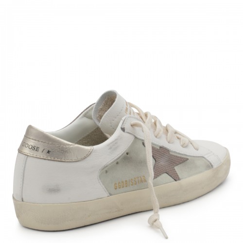 WHITE AND BEIGE LEATHER SUPER STAR SNEAKERS