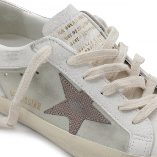 WHITE AND BEIGE LEATHER SUPER STAR SNEAKERS