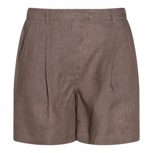 BROWN LINEN SHORTS