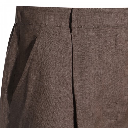 BROWN LINEN SHORTS