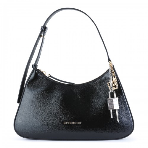 BLACK LEATHER LUCKY LOCK SHOULDER BAG