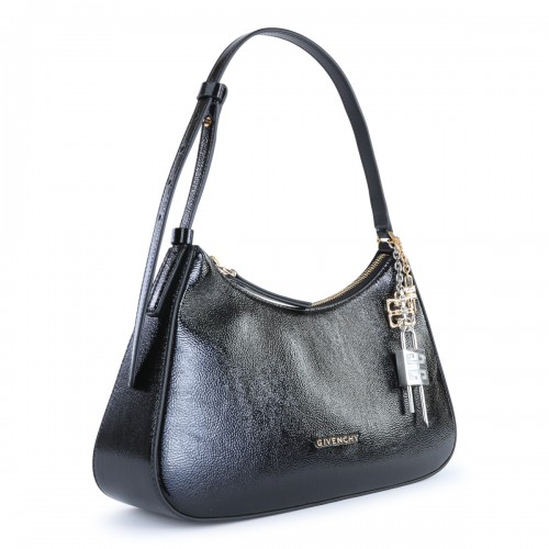 BLACK LEATHER LUCKY LOCK SHOULDER BAG