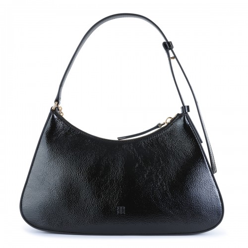 BLACK LEATHER LUCKY LOCK SHOULDER BAG