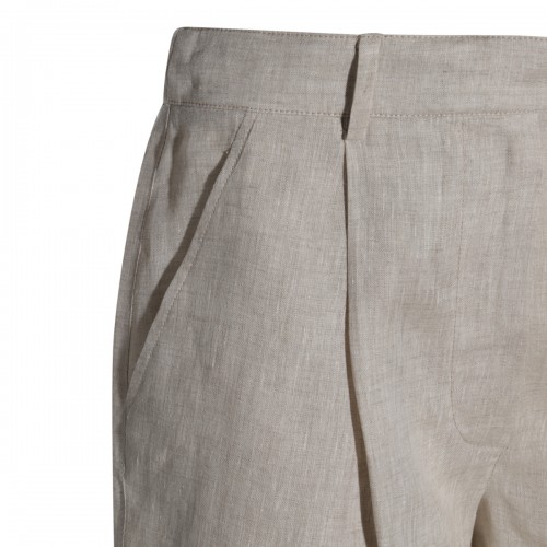 BEIGE LINEN SHORTS