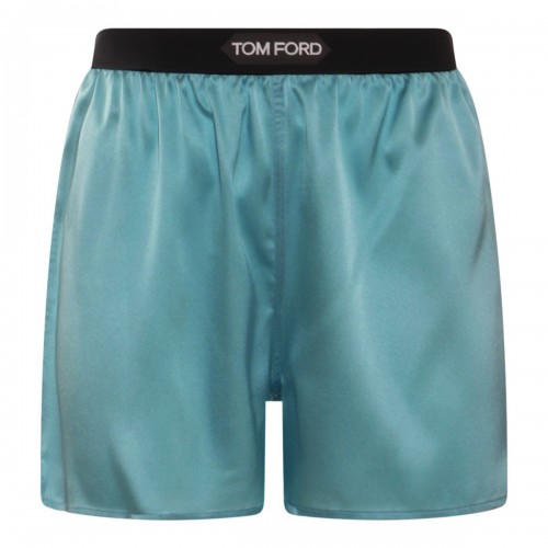 LIGHT BLUE SILK SHORTS