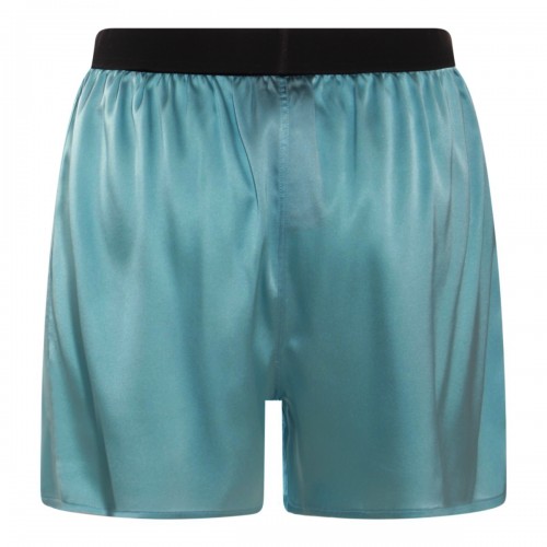 LIGHT BLUE SILK SHORTS