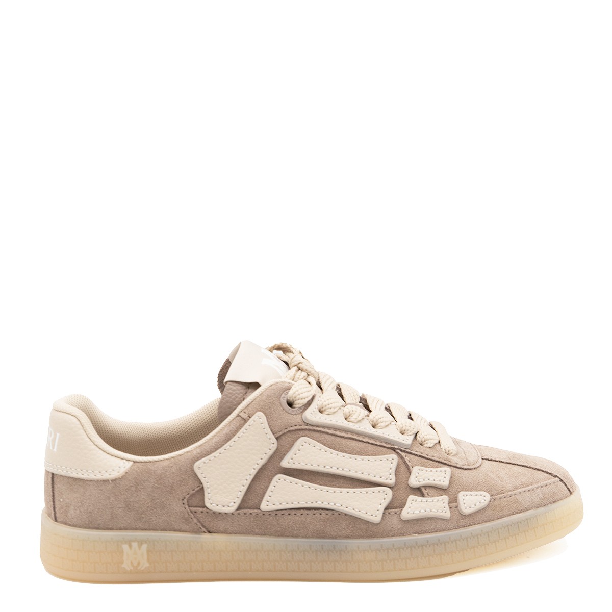 BROWN SUEDE AND WHITE LEATHER SNEAKERS