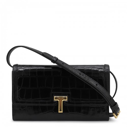 BLACK LEATHER CROSSBODY BAG