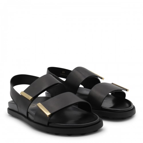 BLACK LEATHER SANDALS