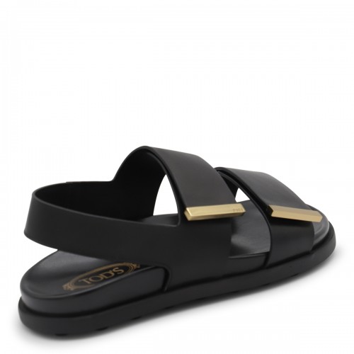 BLACK LEATHER SANDALS