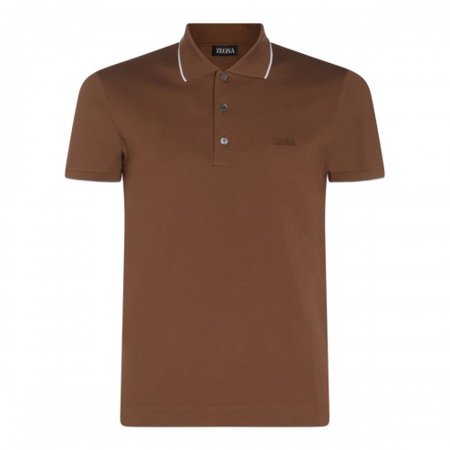 BROWN COTTON POLO SHIRT