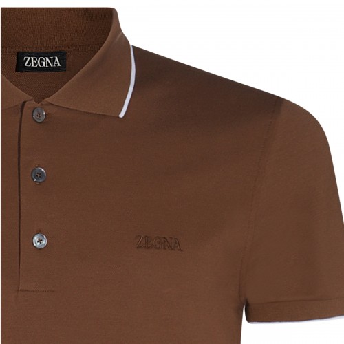 BROWN COTTON POLO SHIRT