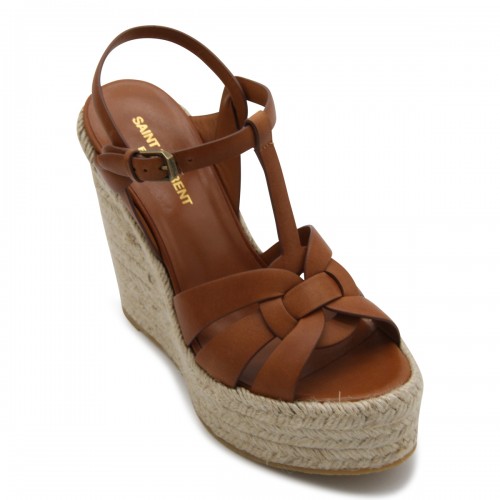 BROWN LEATHER TRIBUTE ESPADRILLAS