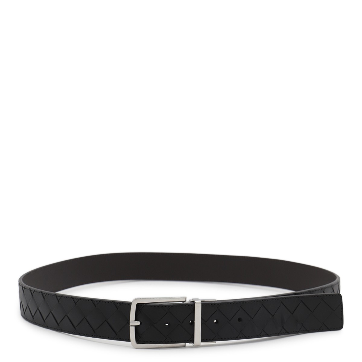 BLACK AND SILVER LEATHER BELT