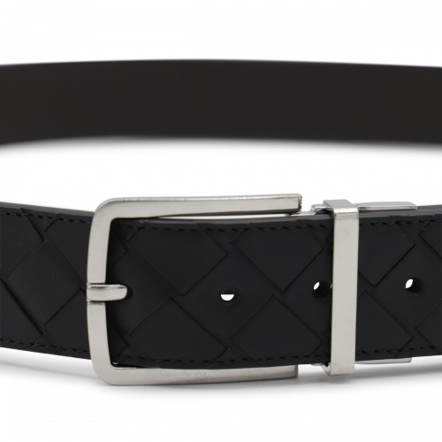 BLACK AND SILVER LEATHER BELT