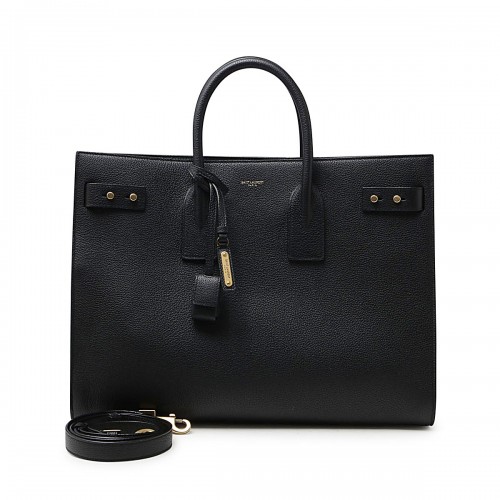 BLACK LEATHER SAC DE JOUR TOP HANDLE BAG