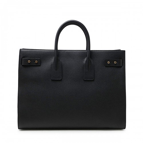 BLACK LEATHER SAC DE JOUR TOP HANDLE BAG