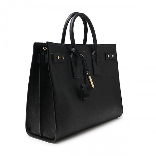 BLACK LEATHER SAC DE JOUR TOP HANDLE BAG