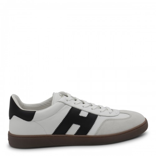 WHITE AND BLACK LEATHER SNEAKERS