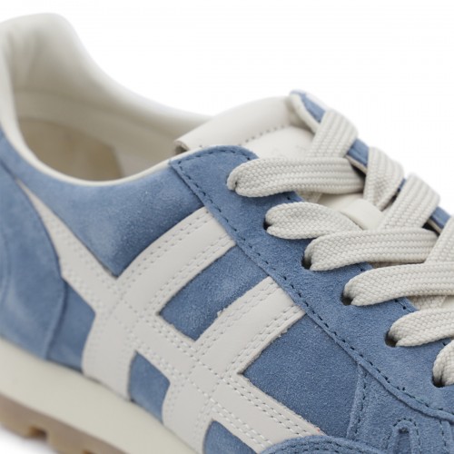 BLUE AND WHITE SUEDE SNEAKERS