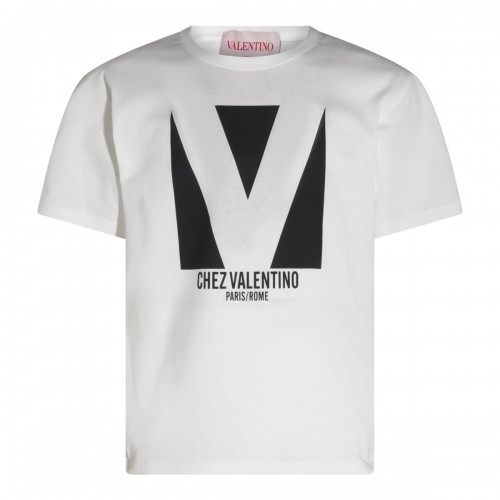 WHITE AND BLACK COTTON T-SHIRT