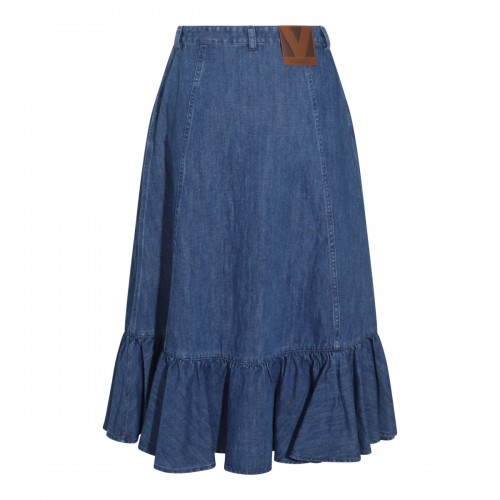 MID BLUE COTTON BLEND DENIM SKIRT