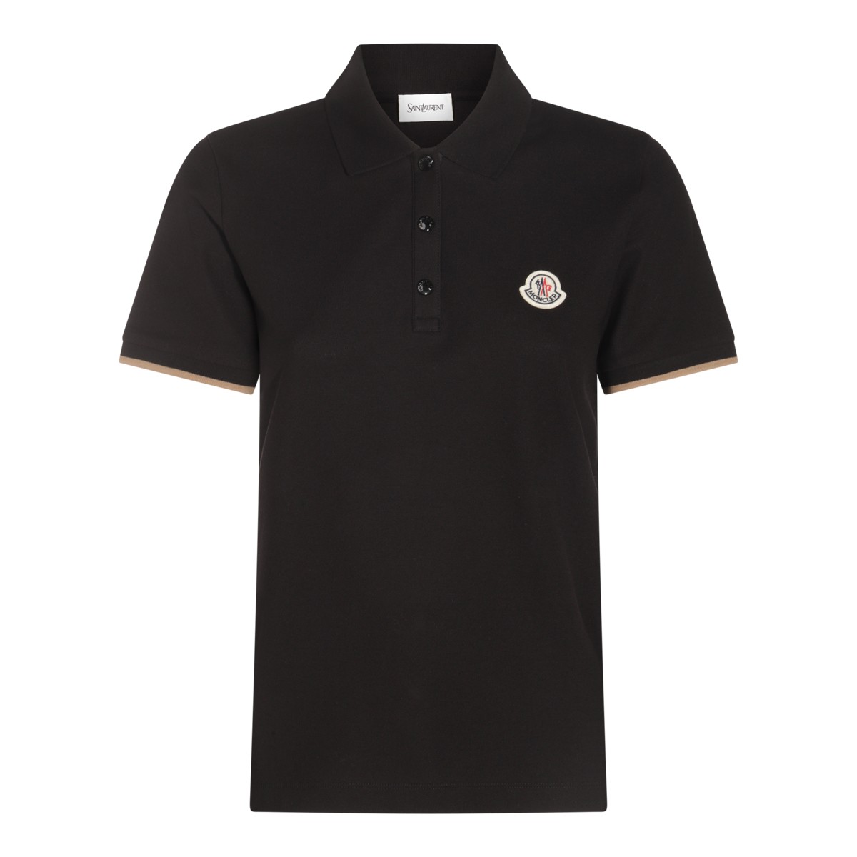 BLACK AND BEIGE COTTON POLO SHIRT