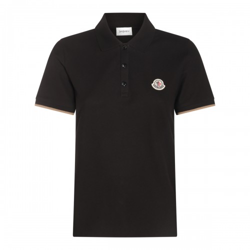 BLACK AND BEIGE COTTON POLO SHIRT