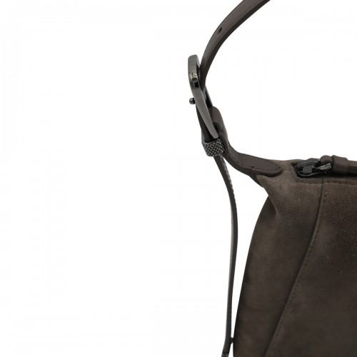 DARK BROWN LEATHER SHOULDER BAG