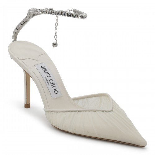 IVORY CANVAS SAEDA PUMPS