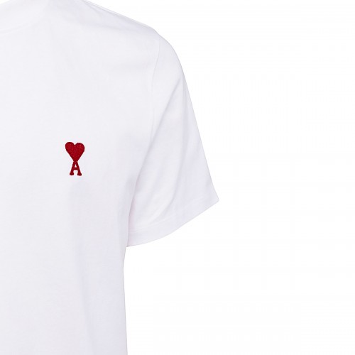 WHITE AND RED COTTON T-SHIRT