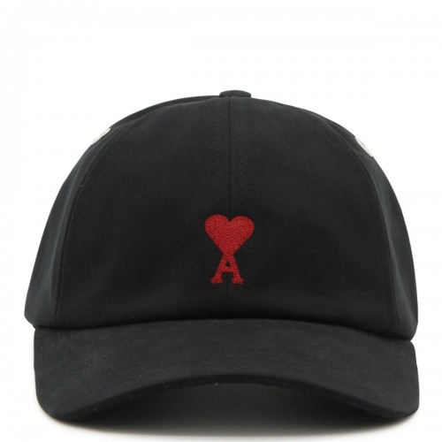 BLACK AND RED COTTON AMI DE COEUR BASEBALL CAP