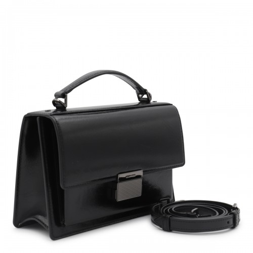 BLACK LEATHER CROSSBODY BAG