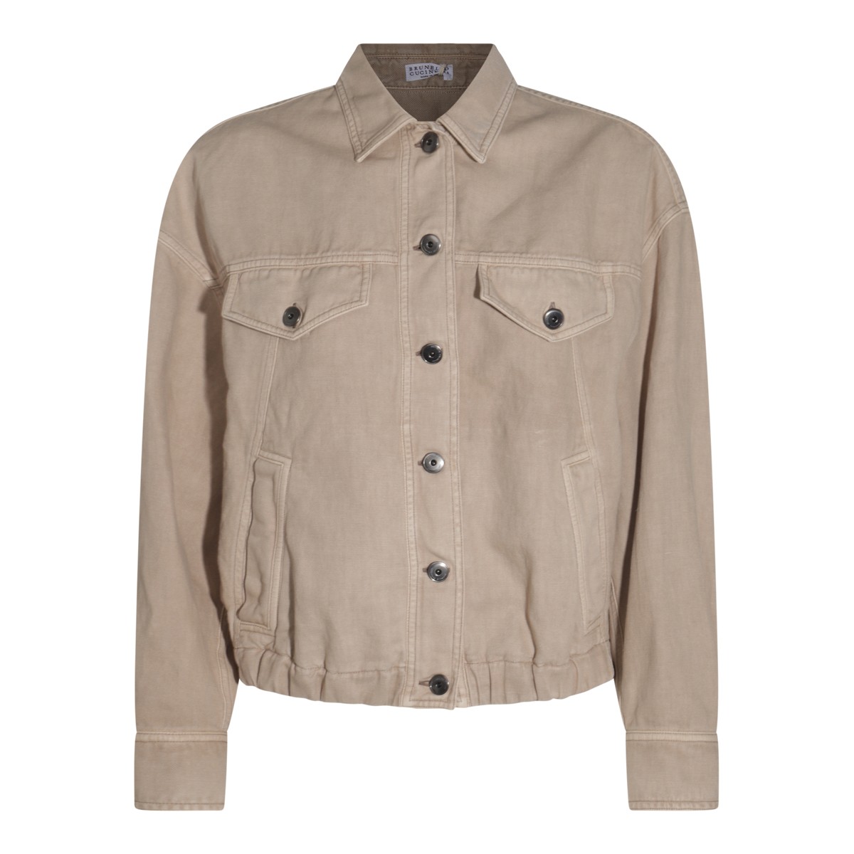 BEIGE COTTON DENIM JACKET