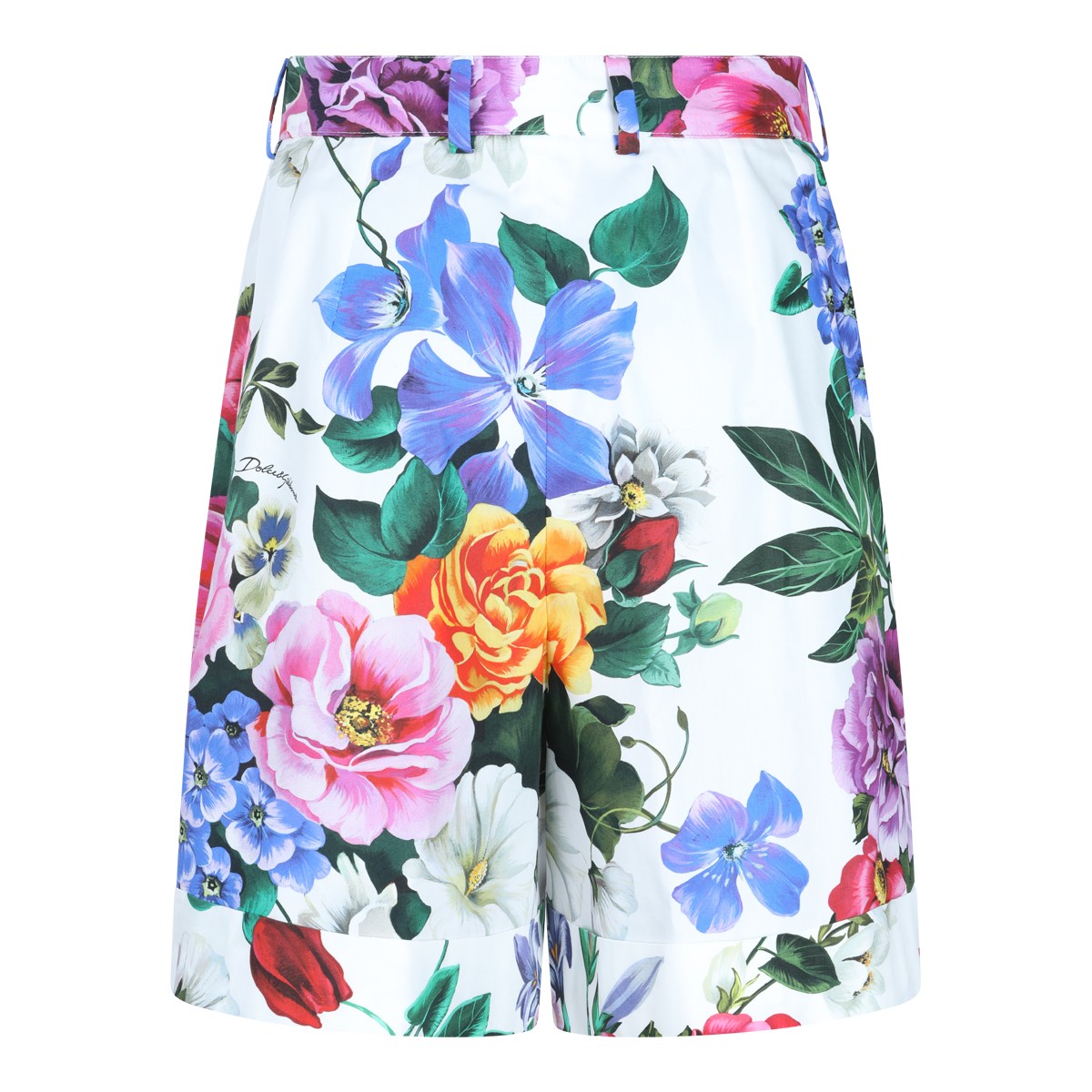 WHITE MULTICOLOUR COTTON SHORTS