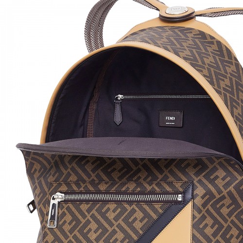 BROWN LEATHER CHIODO DIAGONAL BACKPACK