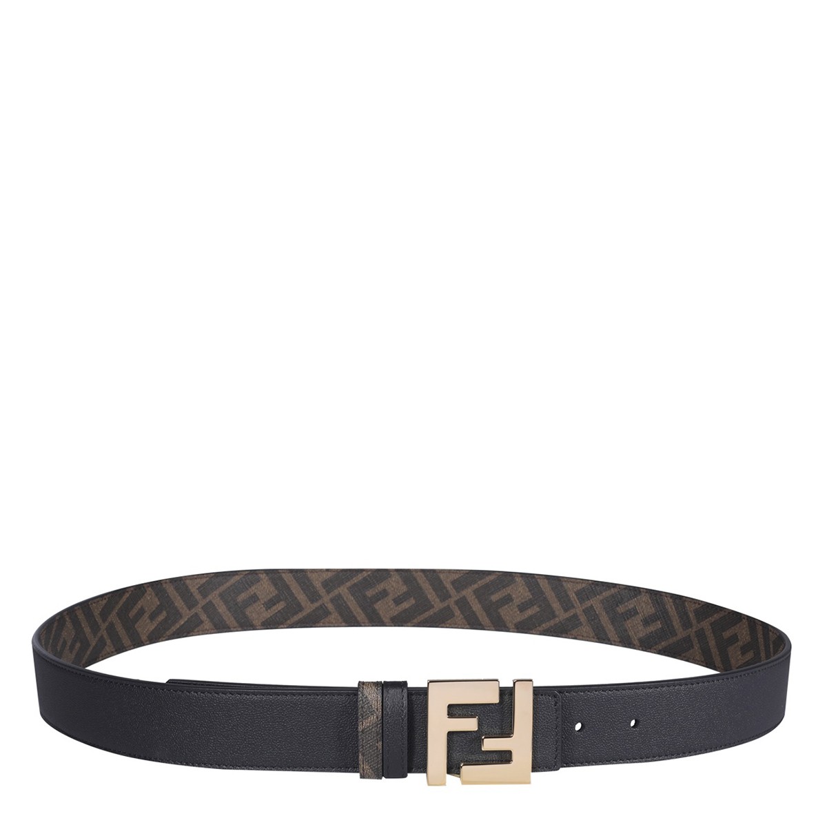 BLACK AND BROWN LEATHER BELT