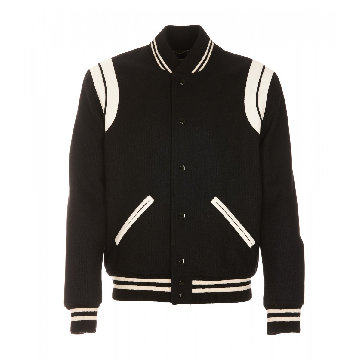 BLACK AND WHITE WOOL BLEND CASUAL JACKET